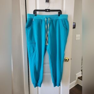 FIGS Women's High Waisted Zamora Jogger Scrub Pants Teal Size XXL